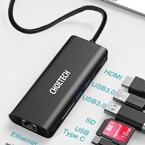 Choetech HUB adapter USB Type-C 6in1 100W PD fekete (HUB-M05)