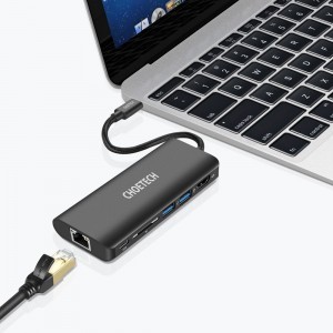 Choetech HUB adapter USB Type-C 6in1 100W PD fekete (HUB-M05)