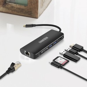 Choetech HUB adapter USB Type-C 6in1 100W PD fekete (HUB-M05)