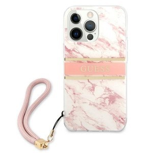 iPhone 13 Pro Guess GUHCP13LKMABPI Marble tok pánttal pink