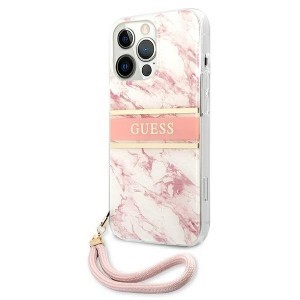 iPhone 13 Pro Guess GUHCP13LKMABPI Marble tok pánttal pink