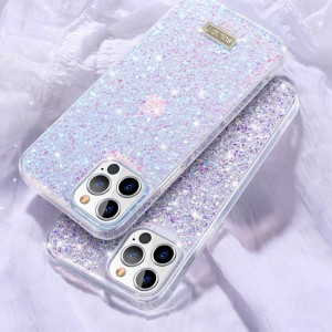 iPhone 12 / 12 Pro Sulada Luminous Glitter tok lila