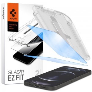 iPhone 13 Pro Max/14 Plus Spigen Glas.TR Antiblue EZ Fit 2 db kijelzővédő üvegfólia + felhelyezőkeret (AGL03379)