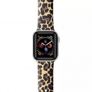Apple Watch 42/44/45 mm nyomtatott szilikon szíj leopárd mintás