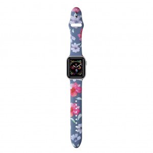 Apple Watch 42/44/45 mm nyomtatott szilikon szíj virágmintás szürke
