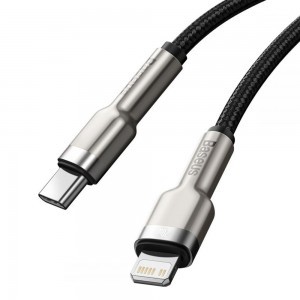 Baseus Cafule Series Metal USB Type-C - Lightning PD 20W kábel 25cm fekete (CATLJK-01)