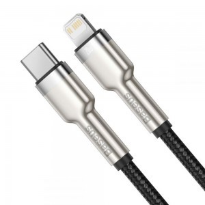 Baseus Cafule Series Metal USB Type-C - Lightning PD 20W kábel 25cm fekete (CATLJK-01)