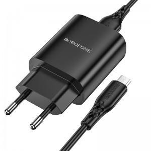 Borofone BN1 Hálózati töltő adapter USB 2.1A + Micro USB kábel fekete