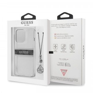 iPhone 13 Pro Max Guess PU/TPU 4G Grey Stripe tok átlátszó (GUHCP13XKB4GGR)