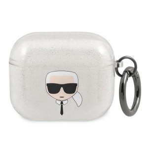 AirPods 3 Karl Lagerfeld Glitter Karl`s Head tok ezüst (KLA3UKHGS)