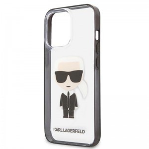 iPhone 13 Pro Karl Lagerfeld Ikonik Karl tok átlátszó fekete kerettel (KLHCP13LHIKCK)
