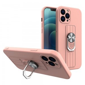 iPhone 11 Ring Szilikon tok kihajtható támasszal rózsaszín