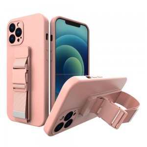 iPhone SE 2020/2022 / iPhone 8 / iPhone 7 Rope TPU gél tok pánttal rózsaszín