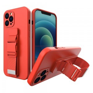 iPhone 13 Pro Max Rope TPU gél tok pánttal piros