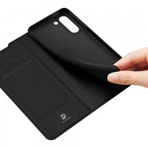 Samsung Galaxy S21 FE Dux Ducis Skin Leather bőr fliptok fekete