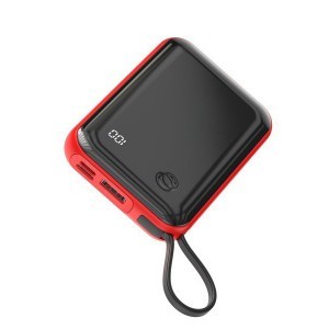 Baseus Mini S powerbank 10000mAh - USB + Type-C - 3A 15W integrált Type-C kábellel piros (PPXF-A09)
