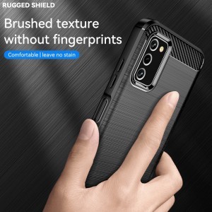 Samsung Galaxy A03s Carbon szénszál mintájú TPU tok fekete Alphajack