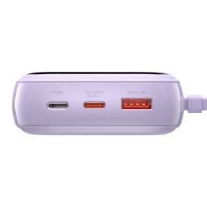 Baseus Qpow powerbank 20000mAh 22.5W PD 3.0 QC 3.0 USB + USB Type-C integrált USB Type-C kábellel lila (PPQD-I05)