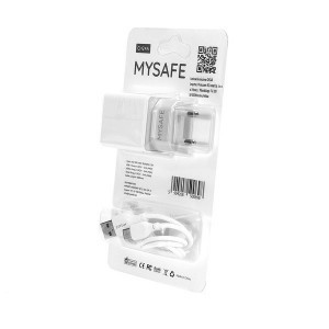 MySafe 2x USB Hálózati töltő adapter 2.4A + 1m USB Type-C kábel
