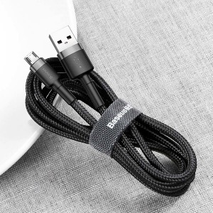 Baseus Cafule Nylon harisnyázott USB - Micro USB adatkábel 2,4A 0,5 m fekete-szürke