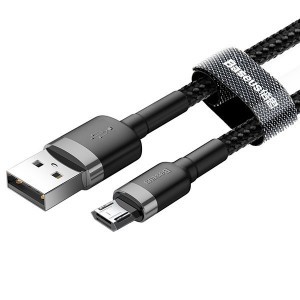 Baseus Cafule Nylon harisnyázott USB - Micro USB kábel 2A 3 m fekete-szürke