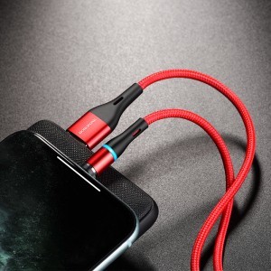 Borofone BU16 Mágneses USB - Lightning kábel 2.4A 1.2 m piros