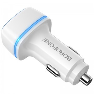 Borofone B14 Max Szivargyújtós töltő 2x USB, 2.4A fehér