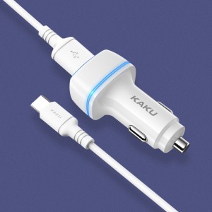 Kaku Shengyu Autós szivargyújtós töltő 2x USB 2.8A + USB Type-C kábel fekete