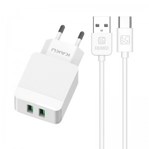 Kaku Hayoi Hálózati töltő adapter 2x USB - 12W 2.4A + USB Type-C kábel fehér