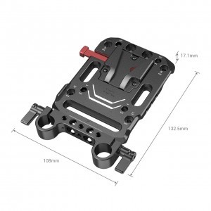 SmallRig V Mount Battery Plate, akkumulátor adapter Dual 15mm Rod Clamp, rúdbilincs csatlakozással (3016)-6