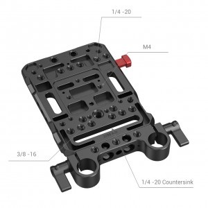 SmallRig V Mount Battery Plate, akkumulátor adapter Dual 15mm Rod Clamp, rúdbilincs csatlakozással (3016)-2