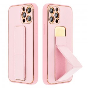 iPhone 13 Pro Forcell Leather Kickstand tok rózsaszín