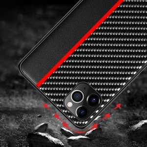 Samsung Galaxy A52 / A52S Tel Protect Carbon Tok Fekte / Piros Csík