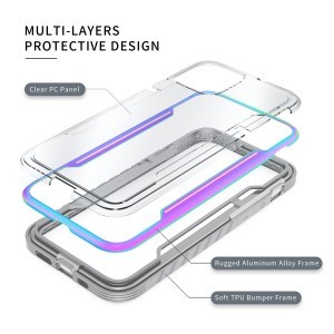 iPhone 13 mini átlátszó TPU Shield tok alumínium kerettel rose gold ütésálló, anti shock