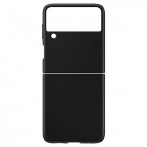 Samsung Galaxy Z Flip 3 5G Leather Cover, Gyári Bőr Tok, Fekete
