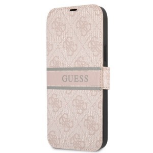 iPhone 13 mini Guess PU 4G Printed Stripe fliptok pink (GUBKP13S4GDPI)