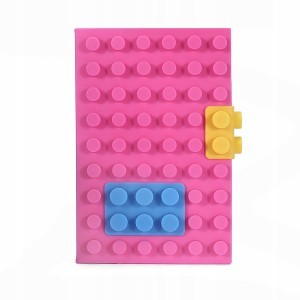 Jegyzetfüzet A6 szilikon építőkocka borítóval rózsaszín