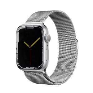 Apple Watch 4/5/6/7/8/SE (38/40/41mm) milánói fém óraszíj ezüst színű Alphajack