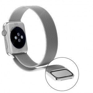 Apple Watch 4/5/6/7/8/SE (38/40/41mm) milánói fém óraszíj ezüst színű Alphajack