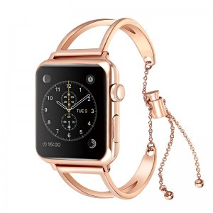 Apple Watch 4/5/6/7/8/SE/Ultra (42/44/45/49mm) karkötő formájú fém óraszíj rose gold színű Alphajack