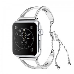 Apple Watch 4/5/6/7/8/SE/Ultra (42/44/45/49mm) karkötő formájú fém óraszíj ezüst színű Alphajack