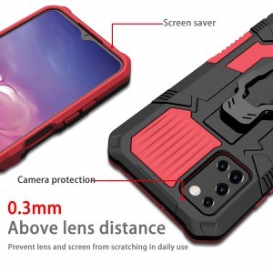 Samsung Galaxy A03s fokozott védelmet biztosító TPU tok kihajtható mágneses támasszal piros Alphajack (PROTECTION-1)
