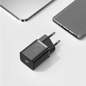 Baseus Super Si 1C Hálózati töltő adapter USB Type-C 25W 3A fekete + 1m kábel (TZCCSUP-L01)