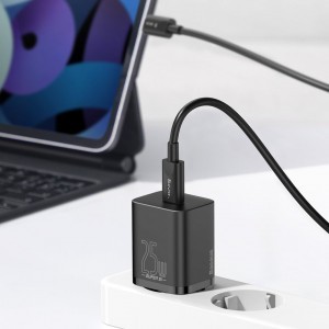 Baseus Super Si 1C Hálózati töltő adapter USB Type-C 25W 3A fekete + 1m kábel (TZCCSUP-L01)