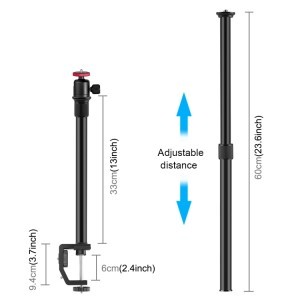 PULUZ C clamp, asztalra rögzíthető teleszkópos állvány (33-60cm) gömbfejjel, 1/4-es csatlakozással (PU3064B)-1