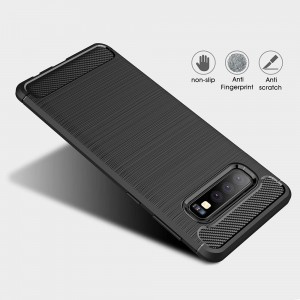 Huawei P20 Lite Carbon szénszál mintájú TPU tok fekete