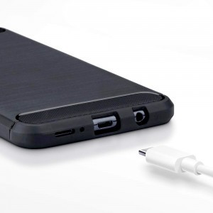 iPhone 12 / 12 Pro Carbon szénszál mintájú TPU tok fekete