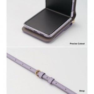 Samsung Galaxy Z Flip 3 Ringke Signature valódi bőr tok vállpánttal világos lila