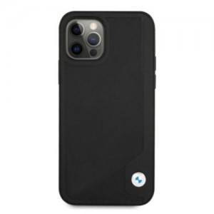 iPhone 12/12 Pro BMW Leather Deboss bőrtok fekete (BMHCP12MRCDPK)