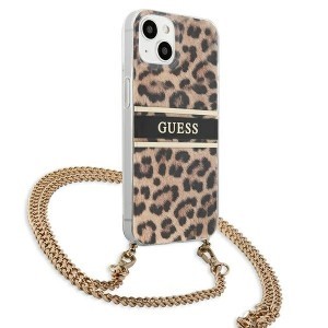 iPhone 13 Guess GUHCP13MKBCLE Leopard Gold Chain tok lánccal